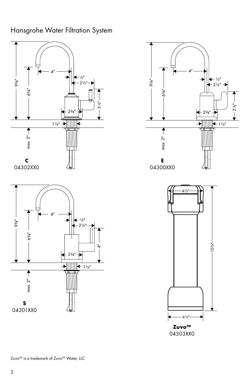 Hansgrohe water filtration system | Factory Direct Hardware Hansgrohe 04301 Talis S User Manual | Page 2 / 20