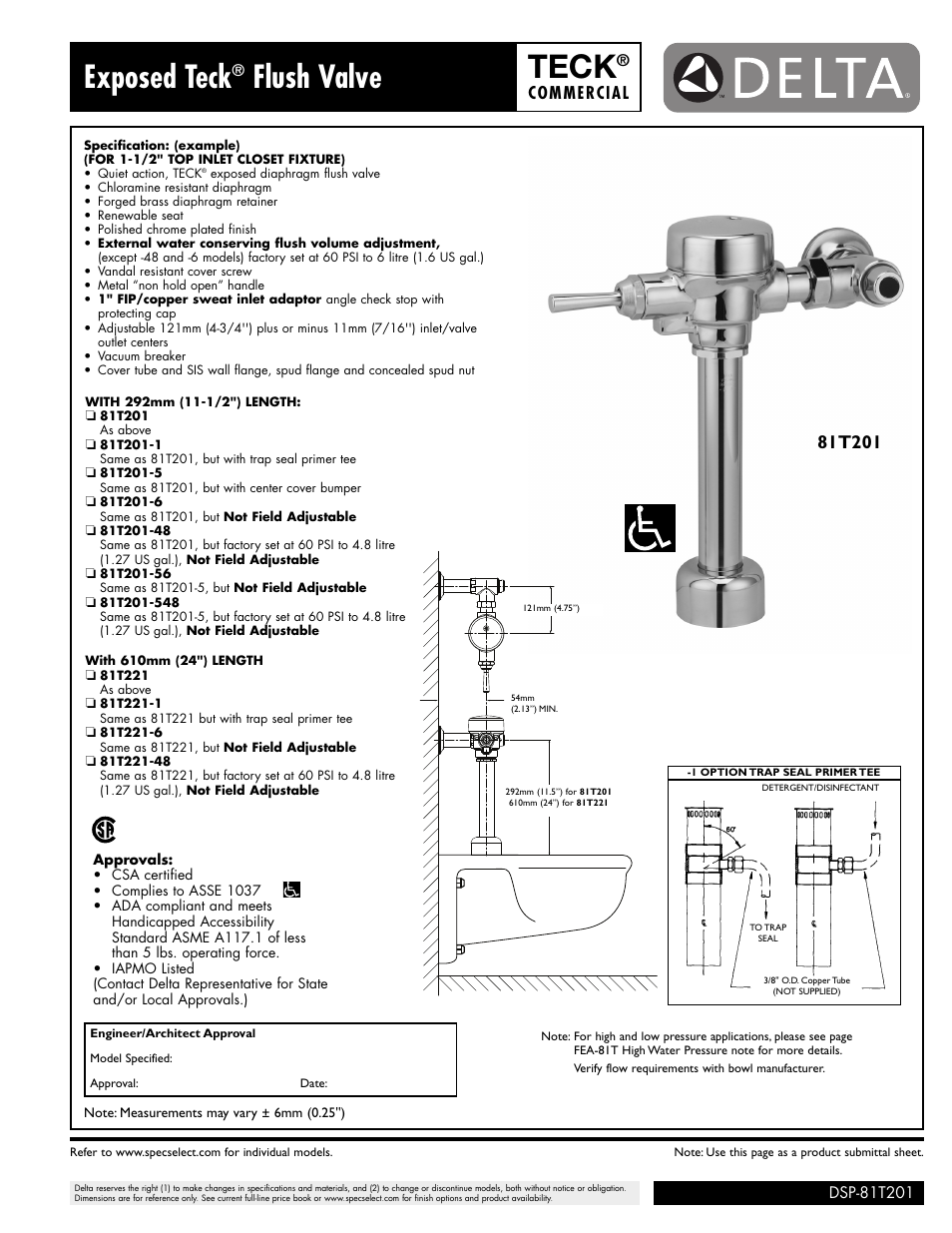 Factory Direct Hardware Delta 81T221-6 User Manual | 1 page