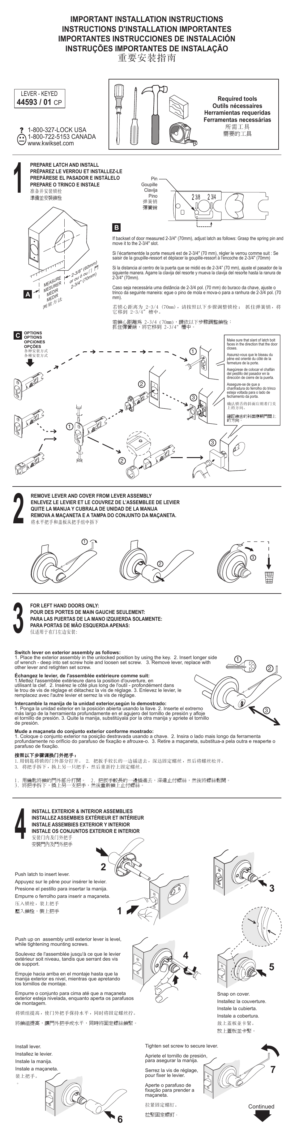 Kwikset 740TNL User Manual | 2 pages