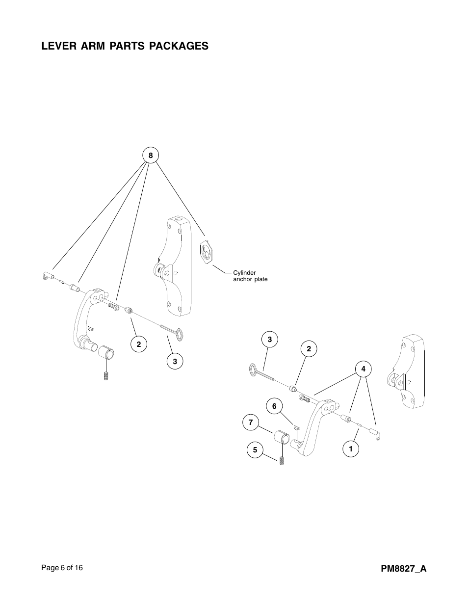 Lever arm parts packages | Factory Direct Hardware Von Duprin 8827EOF User Manual | Page 6 / 16