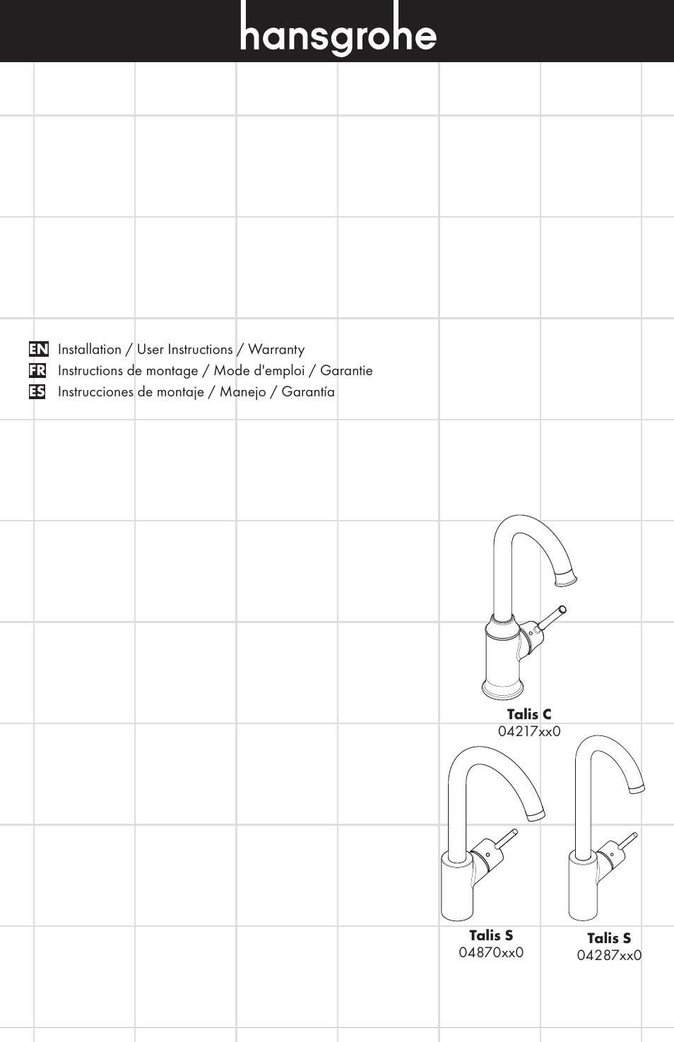 Factory Direct Hardware Hansgrohe 04870 Talis S User Manual | 16 pages
