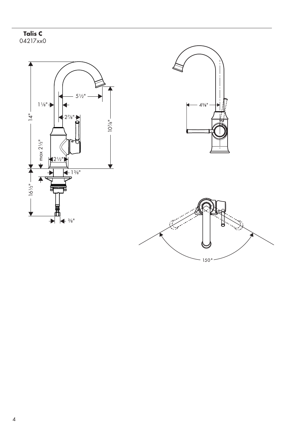 Factory Direct Hardware Hansgrohe 04870 Talis S User Manual | Page 4 / 16