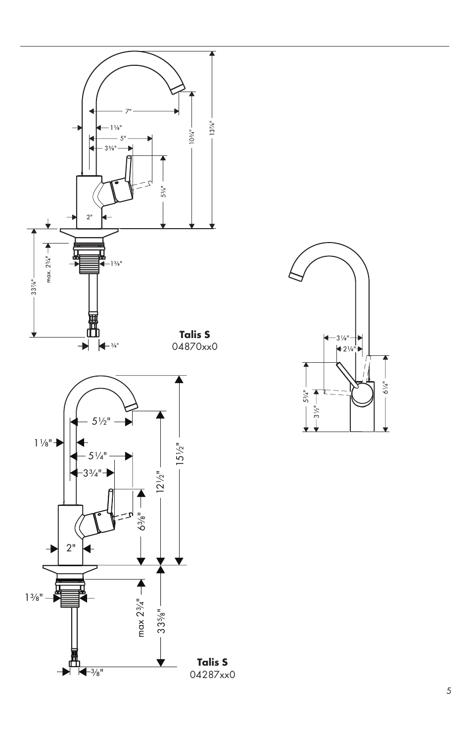 Factory Direct Hardware Hansgrohe 04870 Talis S User Manual | Page 5 / 16