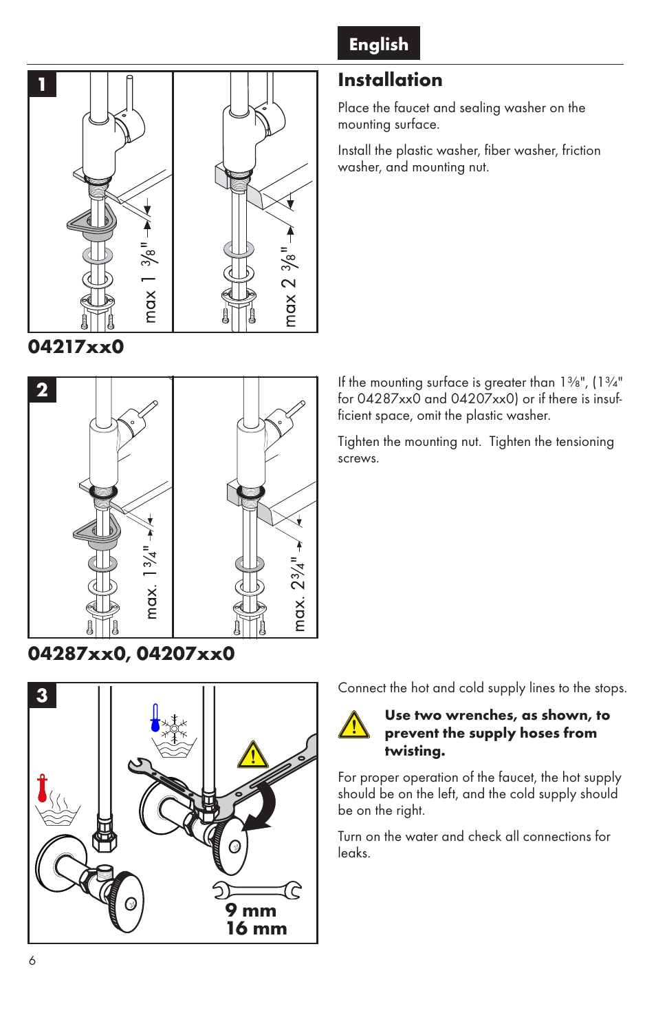 Installation | Factory Direct Hardware Hansgrohe 04870 Talis S User Manual | Page 6 / 16