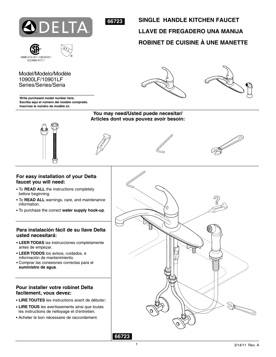 Factory Direct Hardware Delta 10901LF Foundations Core-B User Manual | 6 pages