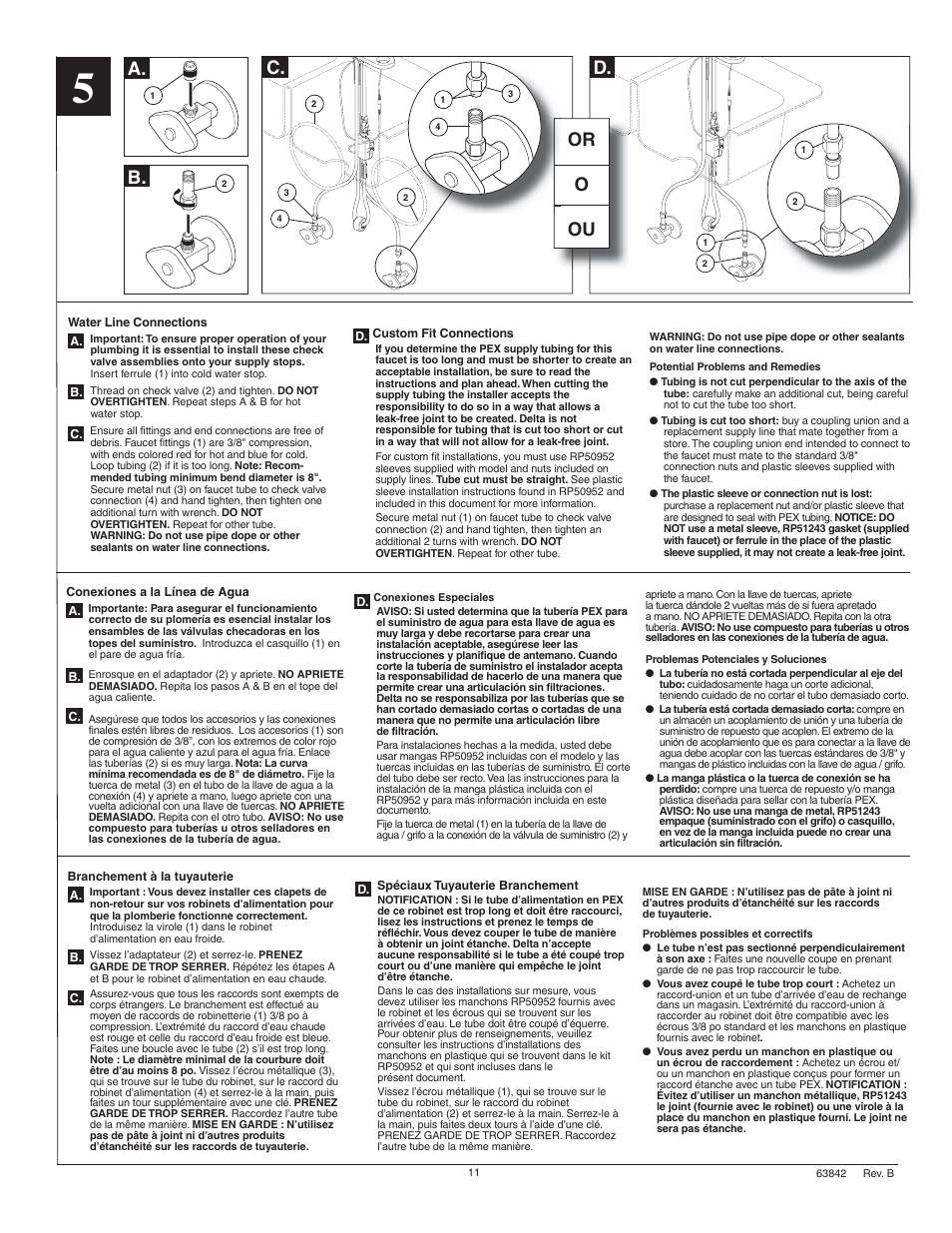 A. d, B. c, Or o ou | Factory Direct Hardware Brizo 64903LF Talo User Manual | Page 11 / 16