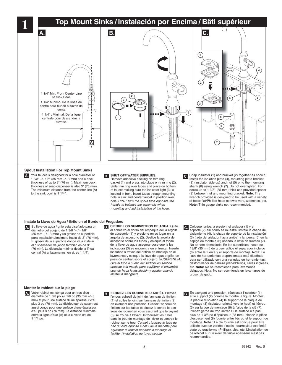 B. c | Factory Direct Hardware Brizo 64903LF Talo User Manual | Page 5 / 16