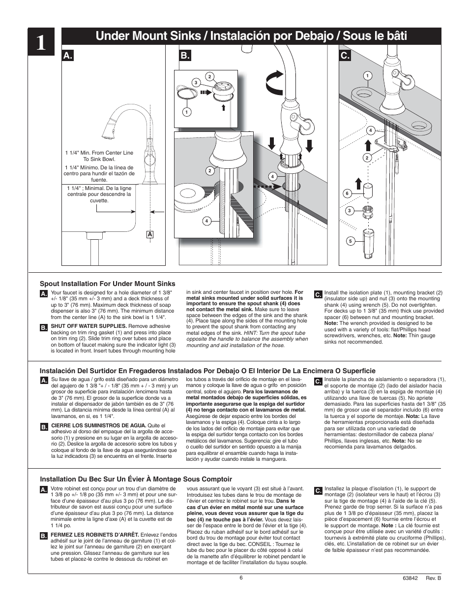 A. b. c | Factory Direct Hardware Brizo 64903LF Talo User Manual | Page 6 / 16