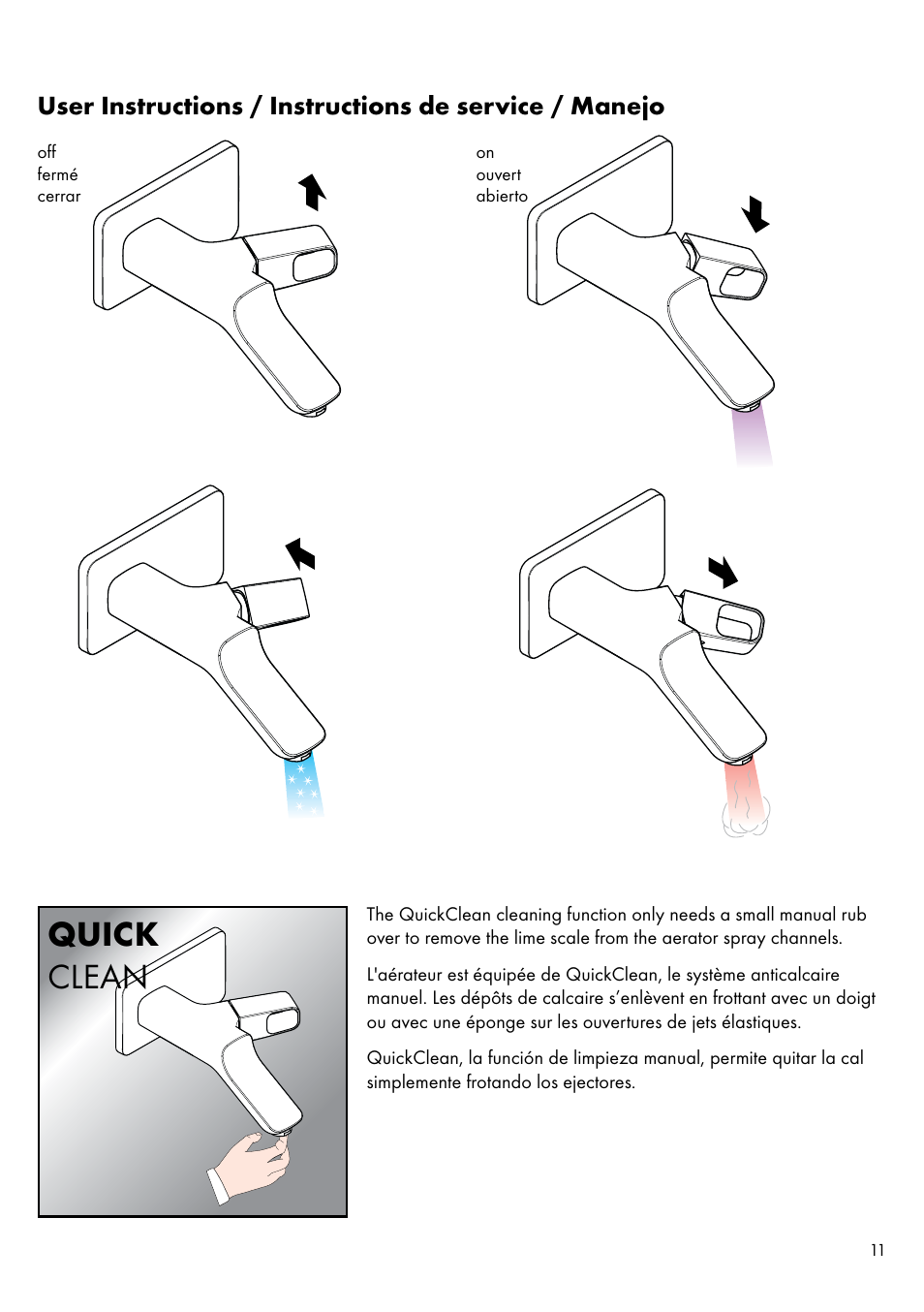 Quick clean | Factory Direct Hardware Hansgrohe 11026 User Manual | Page 11 / 16