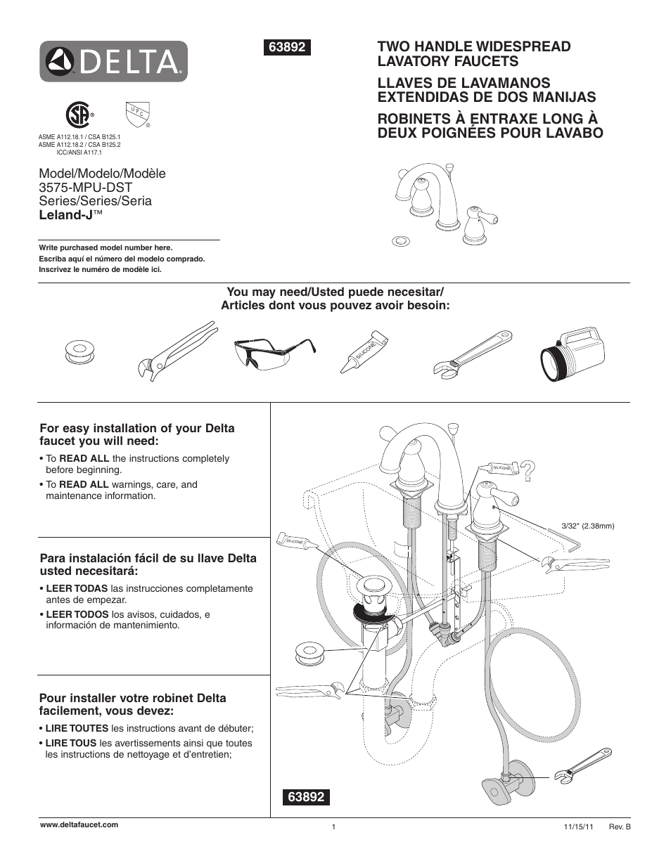 Factory Direct Hardware Delta 3575-MPU-DST User Manual | 8 pages