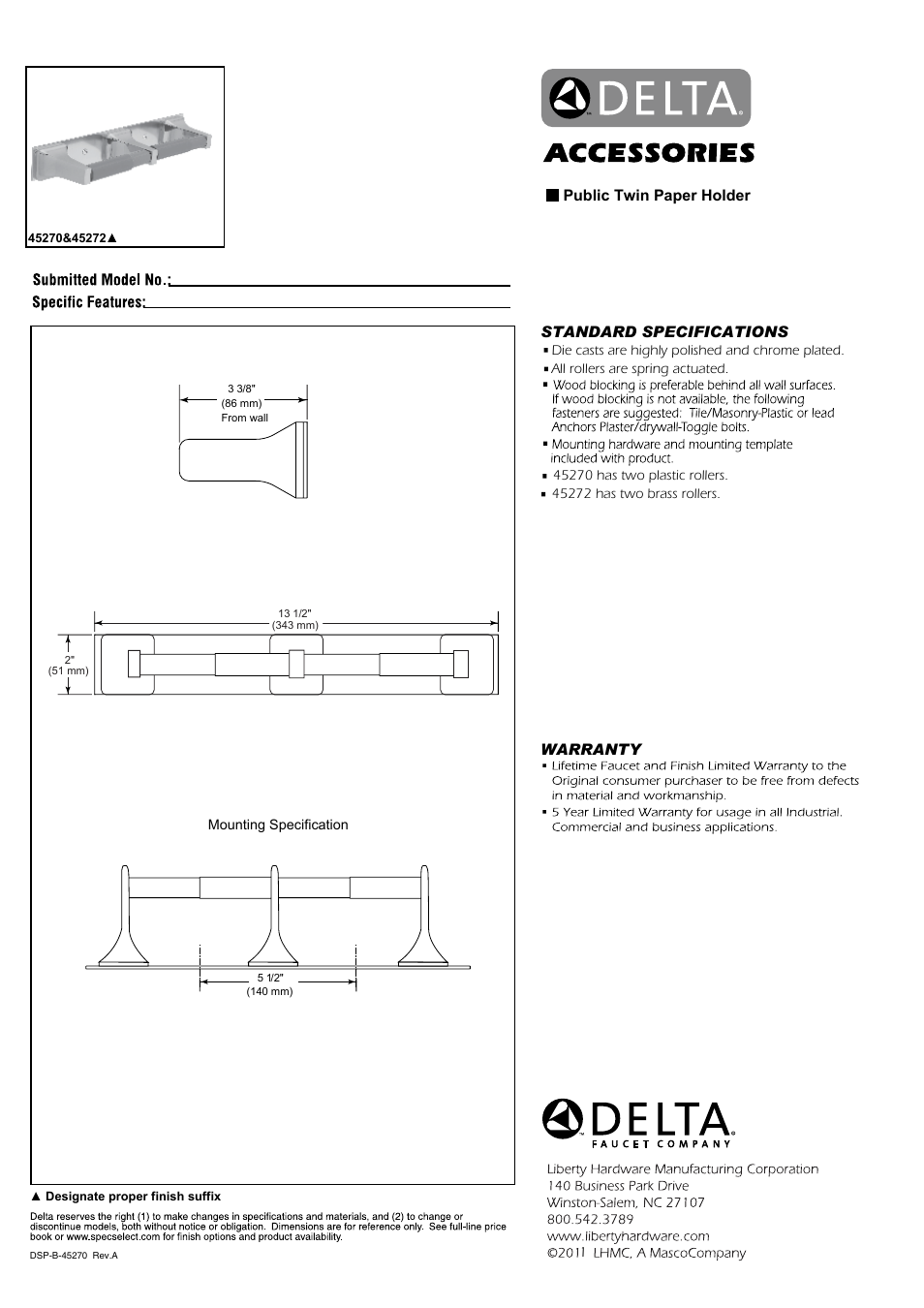 Factory Direct Hardware Delta 45272 User Manual | 1 page