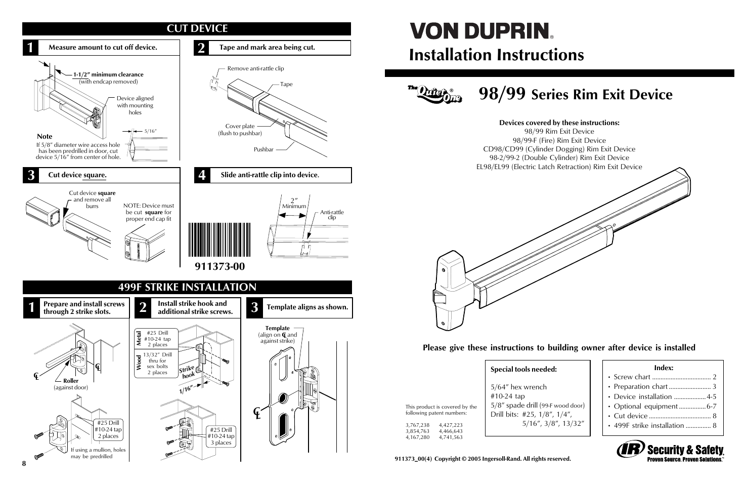 Factory Direct Hardware Von Duprin 98EO User Manual | 4 pages