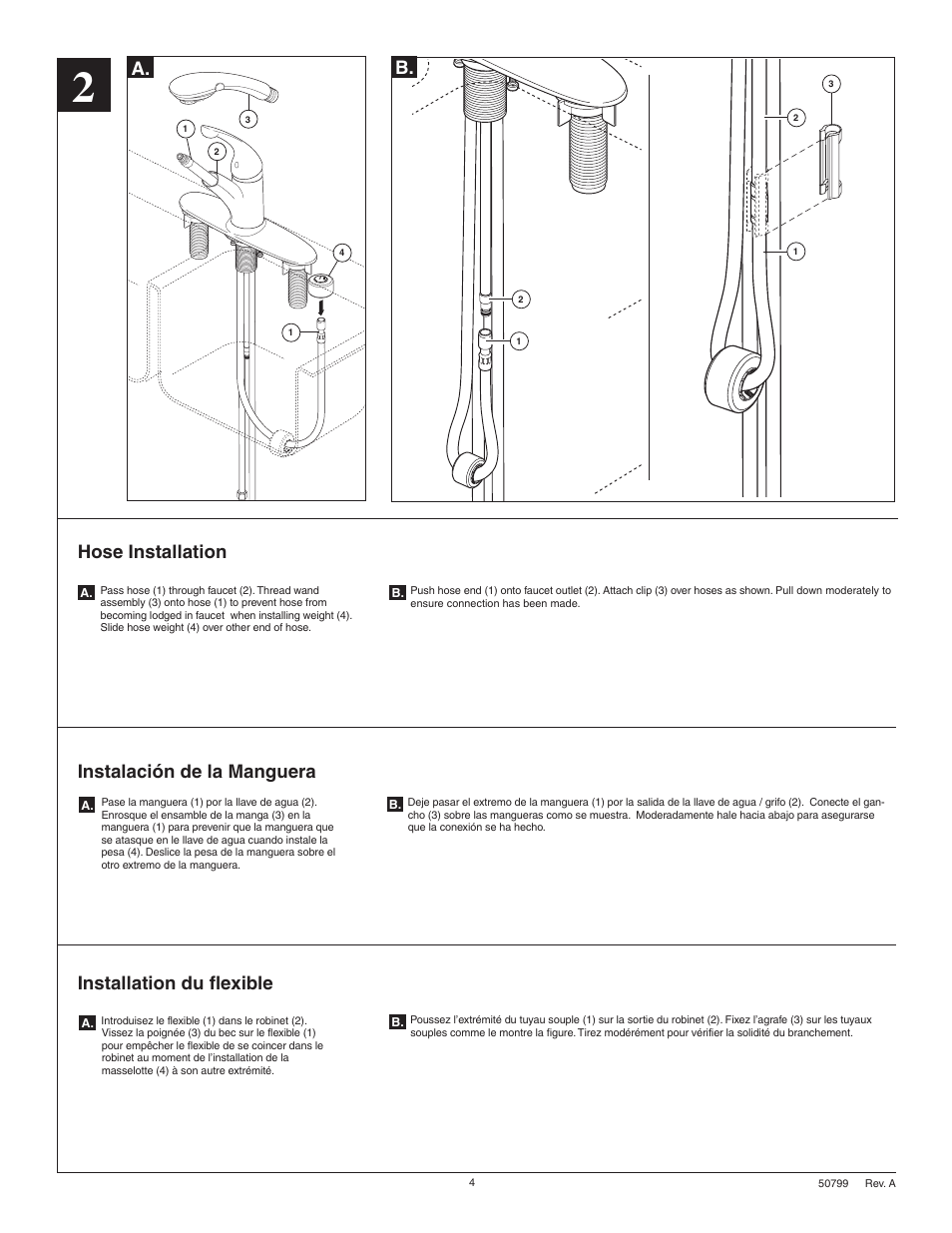 A. b, Hose installation | Factory Direct Hardware Delta 467-SD-DST Palo User Manual | Page 4 / 12