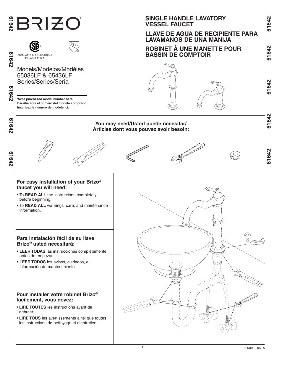 Factory Direct Hardware Brizo 65436LF User Manual | 6 pages