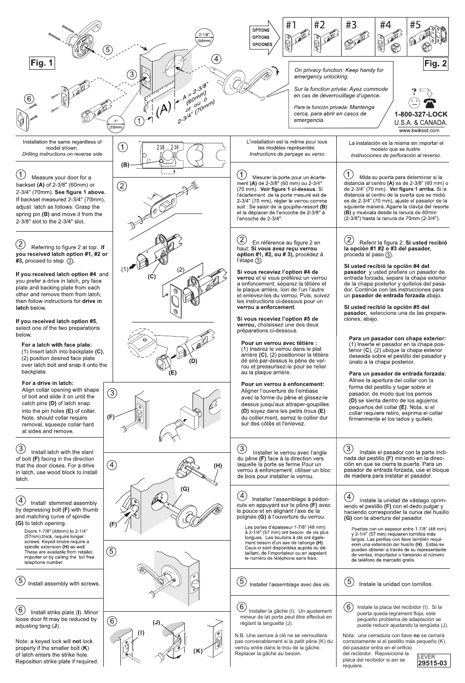 Kwikset 405DNL User Manual | 2 pages
