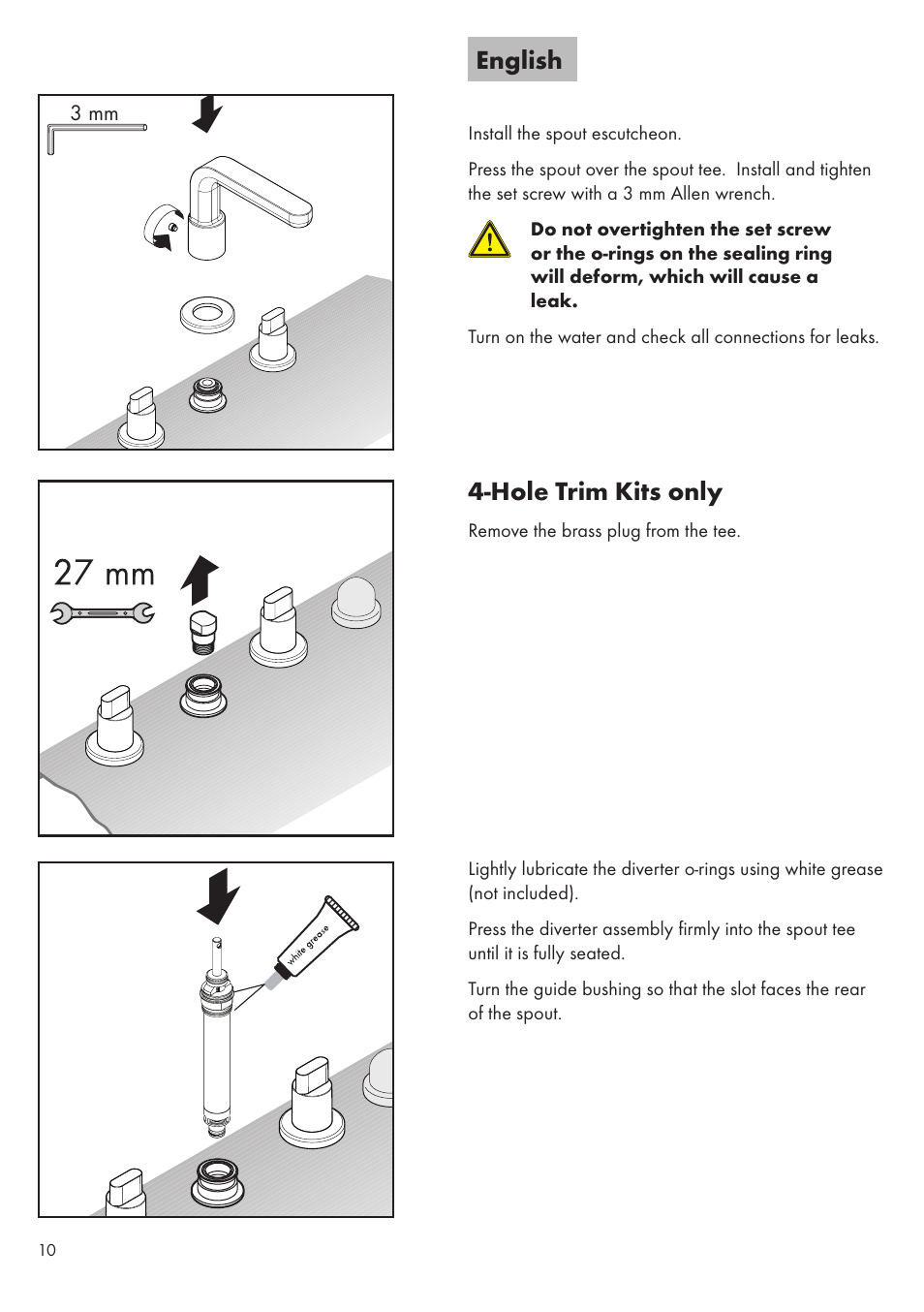 English 4-hole trim kits only | Factory Direct Hardware Hansgrohe 31438 Metris S User Manual | Page 10 / 24