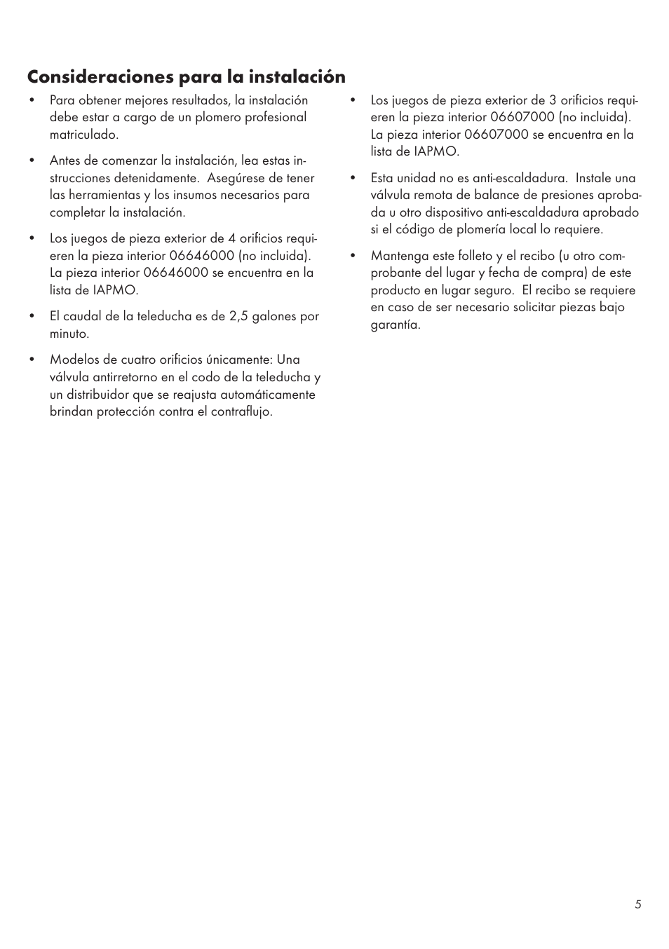 Consideraciones para la instalación | Factory Direct Hardware Hansgrohe 31438 Metris S User Manual | Page 5 / 24