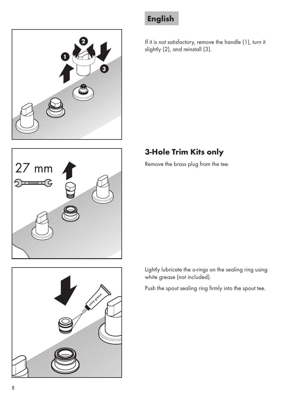 English 3-hole trim kits only | Factory Direct Hardware Hansgrohe 31438 Metris S User Manual | Page 8 / 24