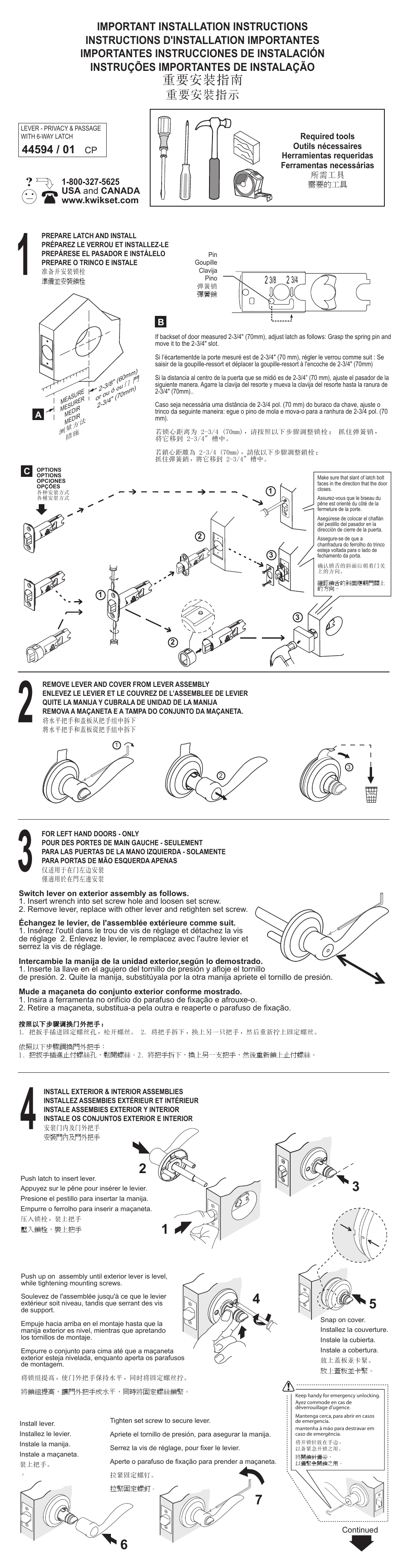 Kwikset 720TNL User Manual | 2 pages