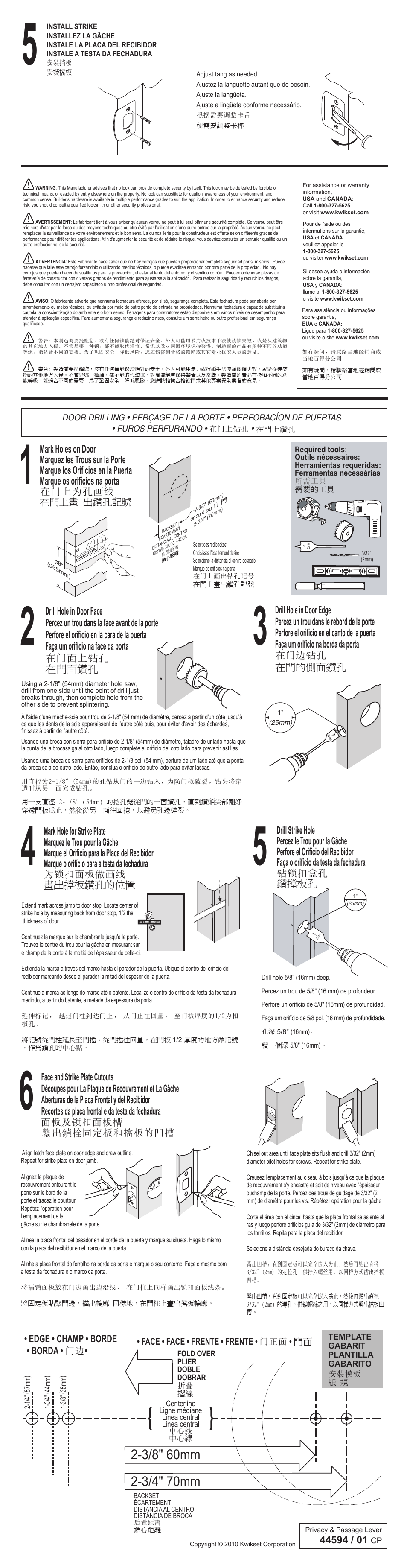 Edge • champ • borde • borda • 门边 | Kwikset 720TNL User Manual | Page 2 / 2