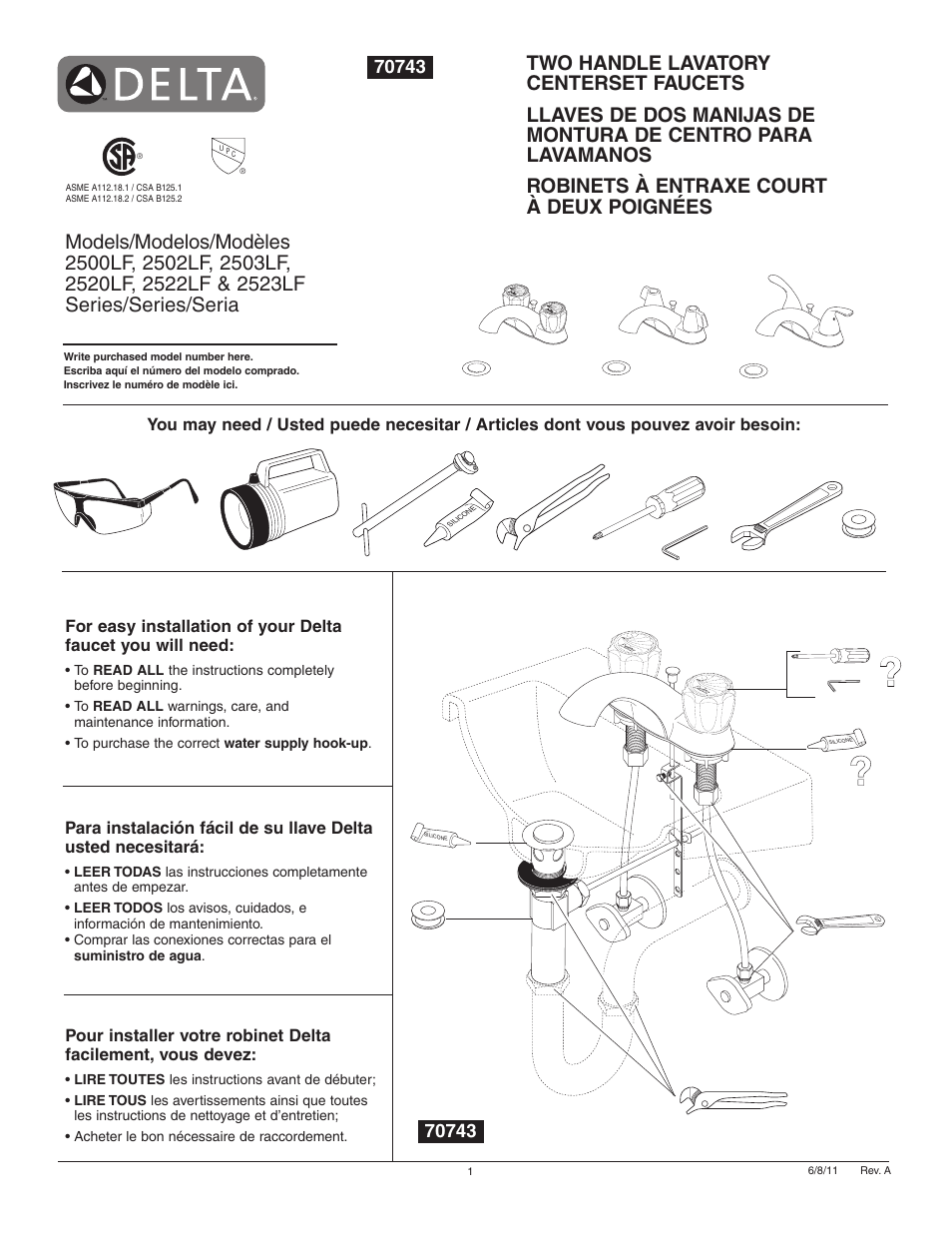 Factory Direct Hardware Delta 2503LF User Manual | 8 pages