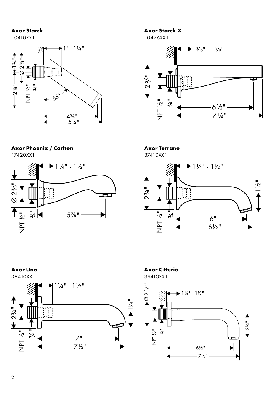 Factory Direct Hardware Hansgrohe 11431 Axor Urquiola User Manual | Page 2 / 16