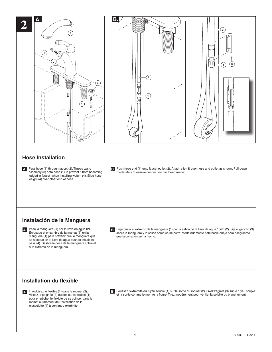 A. b, Hose installation | Factory Direct Hardware Delta 468-SD-DST Cicero User Manual | Page 4 / 12