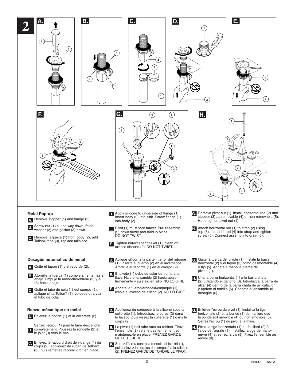 A. b. c. d. e. f | Factory Direct Hardware Brizo 65330LF User Manual | Page 3 / 6