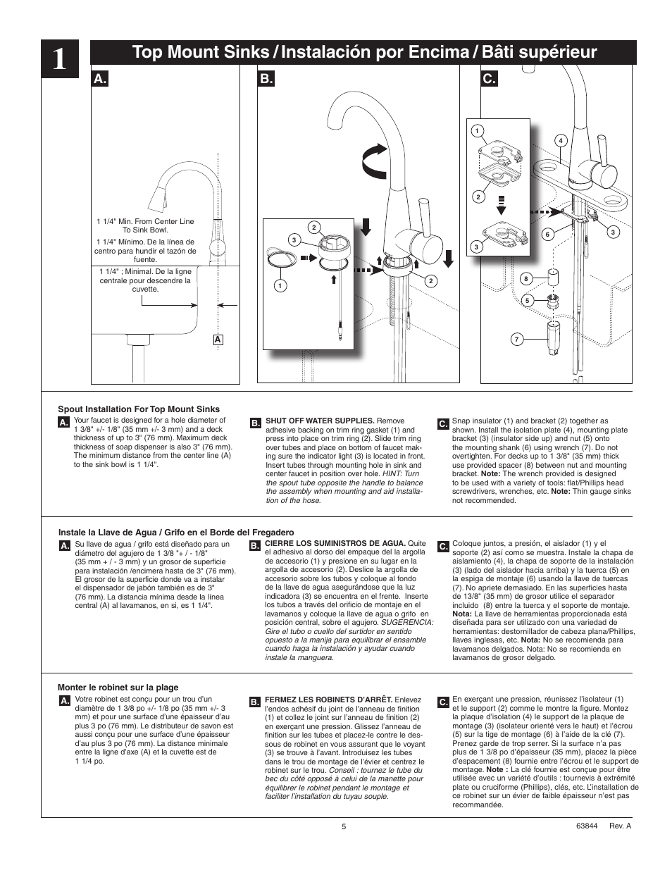 B. c | Factory Direct Hardware Brizo 64070LF Venuto User Manual | Page 5 / 16