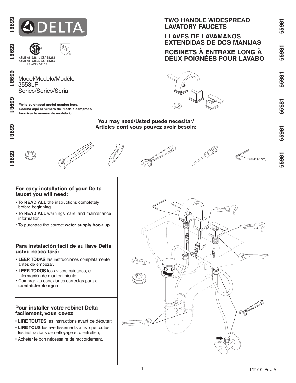 Factory Direct Hardware Delta 3553LF User Manual | 6 pages