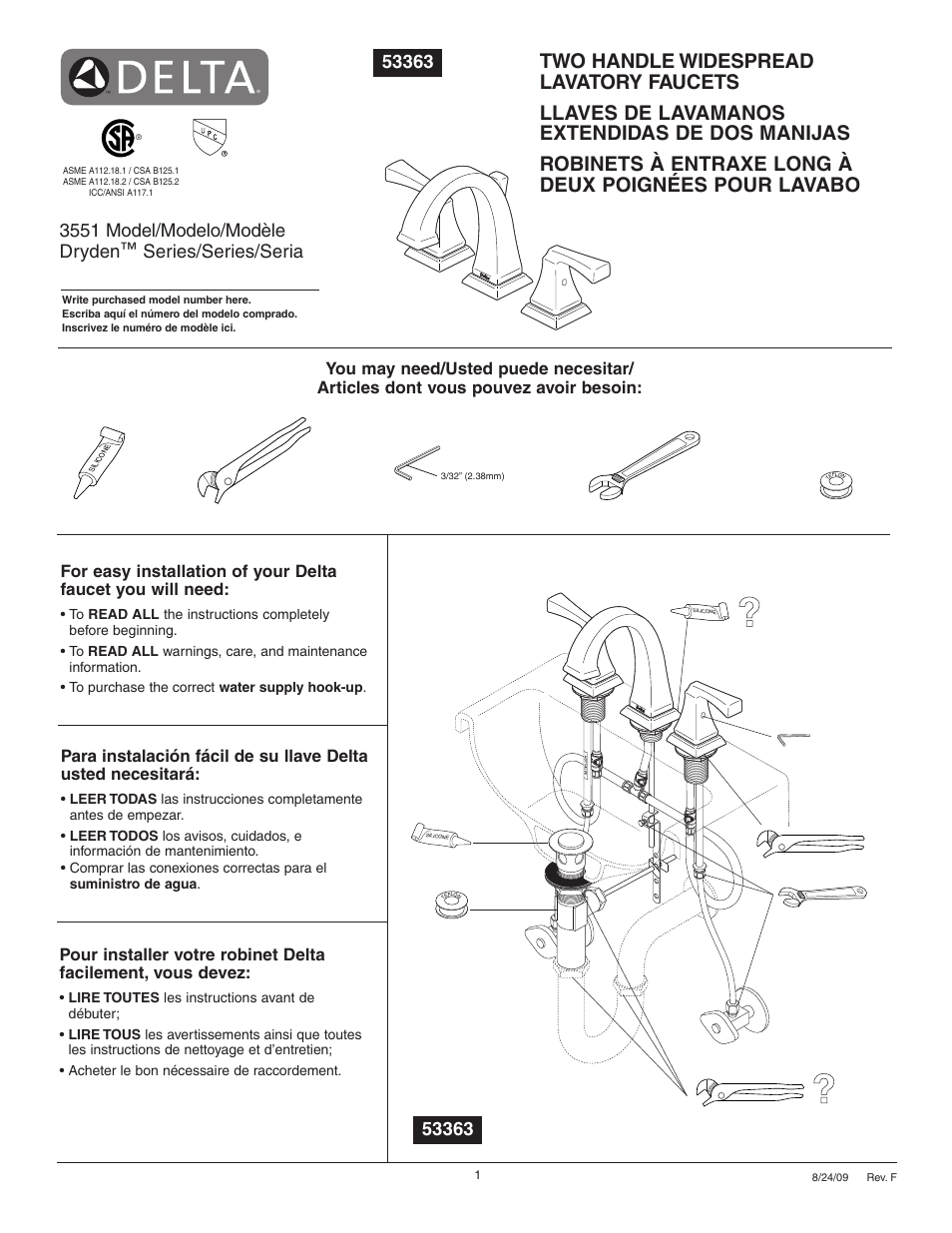 Factory Direct Hardware Delta 3551LF User Manual | 6 pages