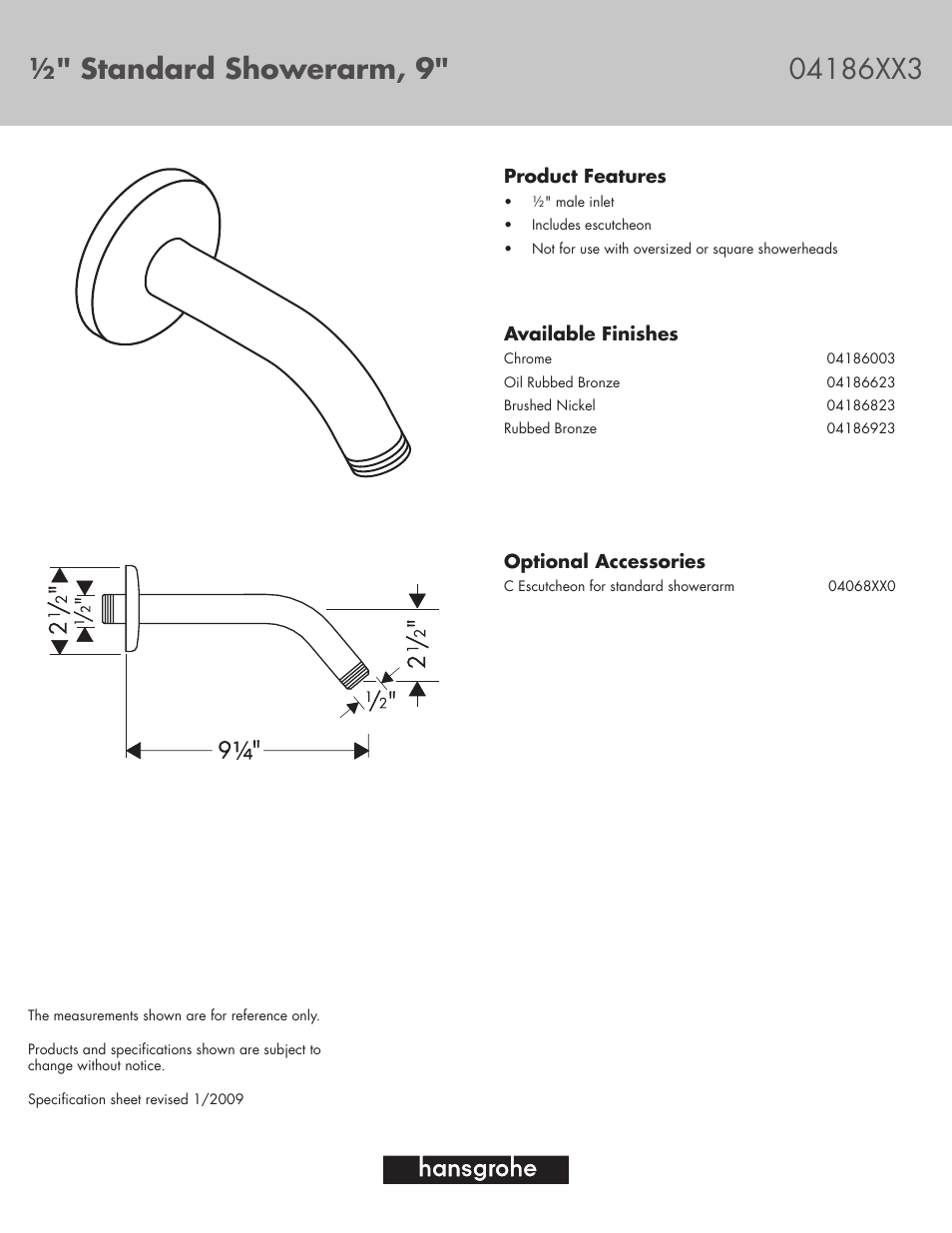 Factory Direct Hardware Hansgrohe 04186 Long User Manual | 1 page