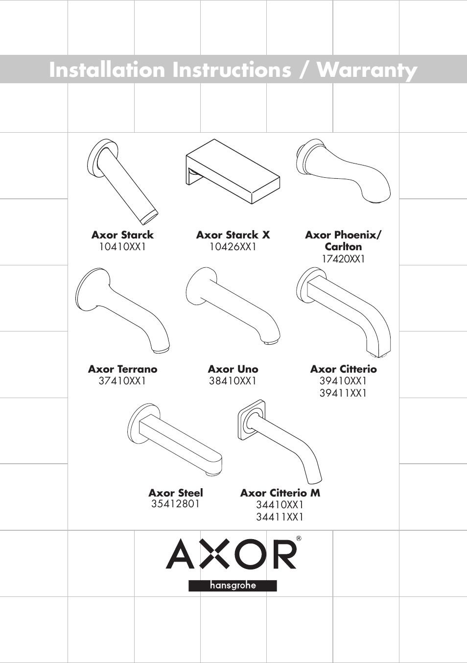 Factory Direct Hardware Hansgrohe 34410 Axor Citterio User Manual | 8 pages