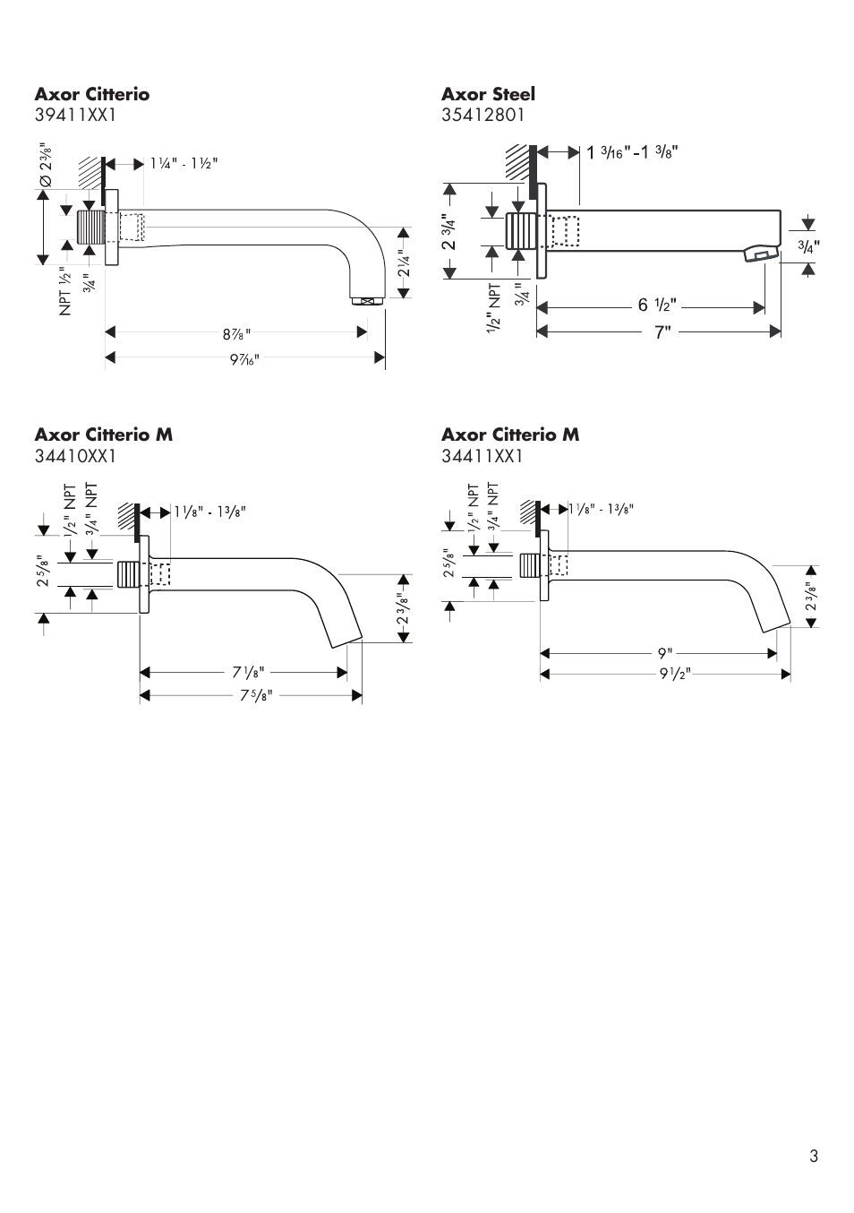 Factory Direct Hardware Hansgrohe 34410 Axor Citterio User Manual | Page 3 / 8