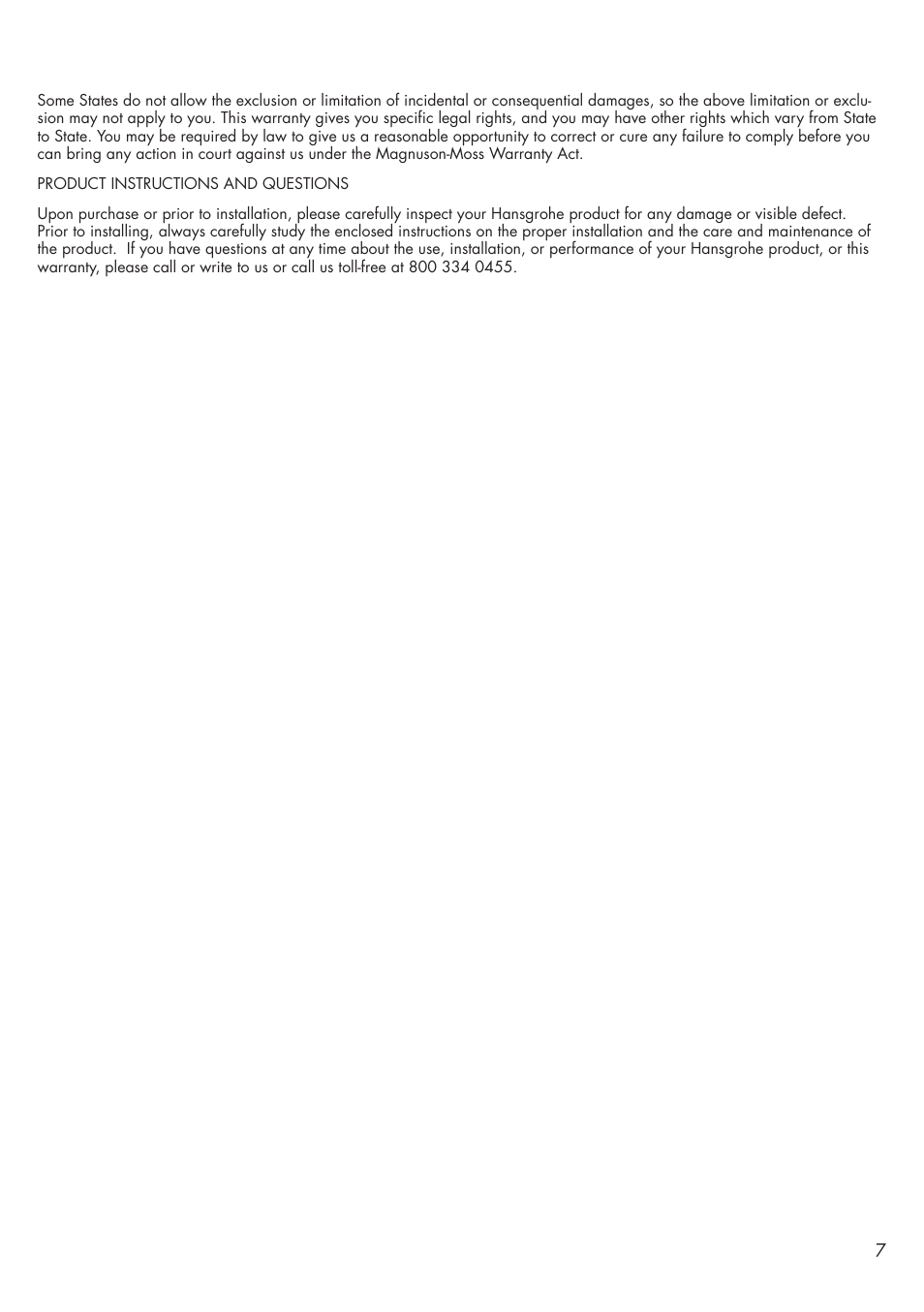 Factory Direct Hardware Hansgrohe 34410 Axor Citterio User Manual | Page 7 / 8