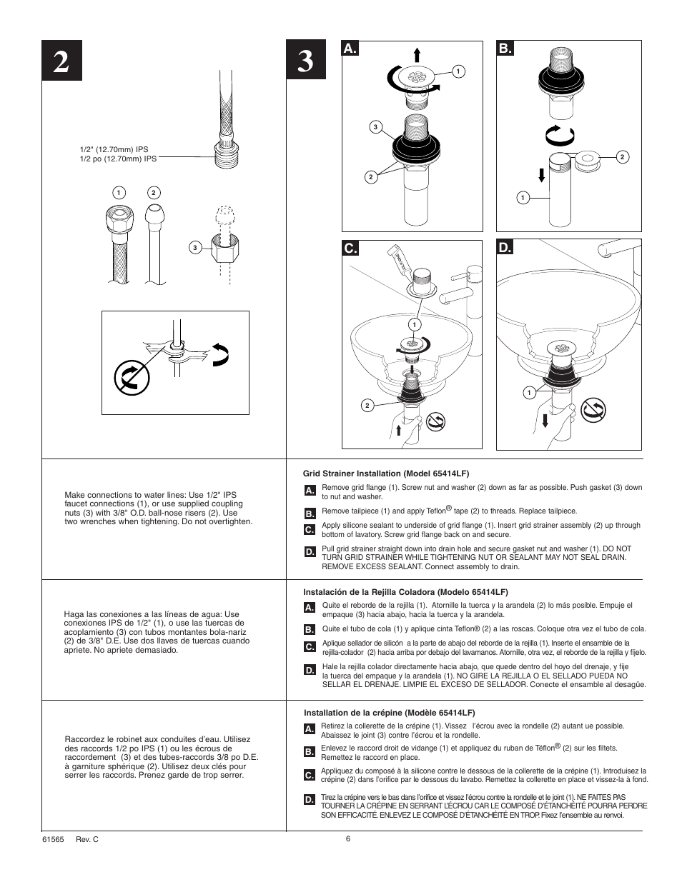 A. c. d | Factory Direct Hardware Brizo 65014LF User Manual | Page 6 / 8