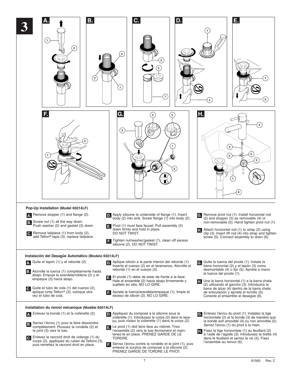A. b, C. d, E. f | Factory Direct Hardware Brizo 65014LF User Manual | Page 7 / 8