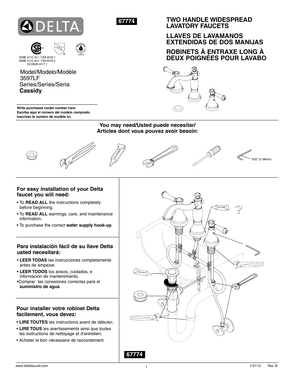Factory Direct Hardware Delta 3597LF-MPU-LHP User Manual | 6 pages