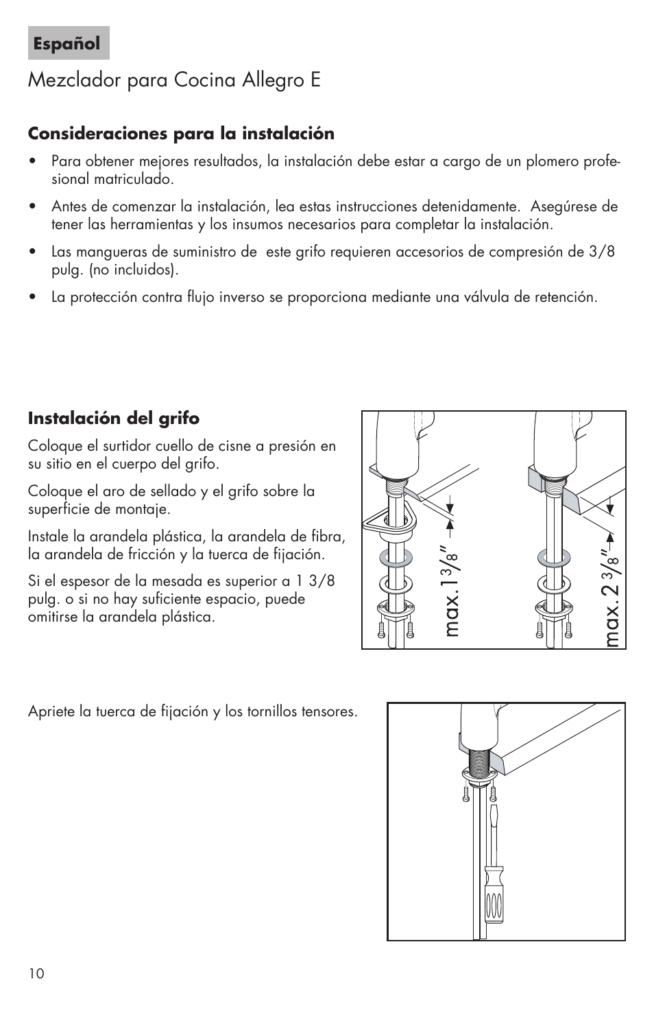 Mezclador para cocina allegro e | Factory Direct Hardware Hansgrohe 04066LF Allegro E User Manual | Page 10 / 16