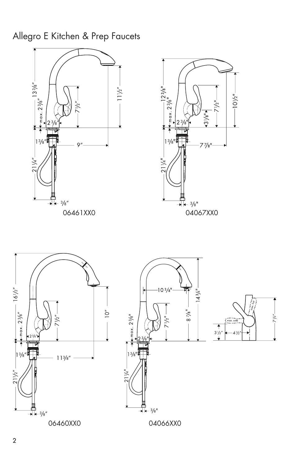 Allegro e kitchen & prep faucets | Factory Direct Hardware Hansgrohe 04066LF Allegro E User Manual | Page 2 / 16