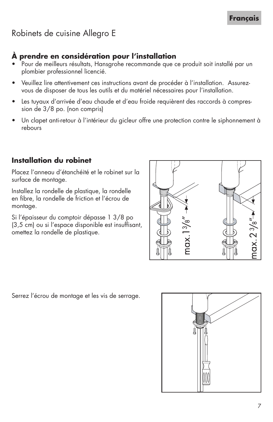 Robinets de cuisine allegro e | Factory Direct Hardware Hansgrohe 04066LF Allegro E User Manual | Page 7 / 16