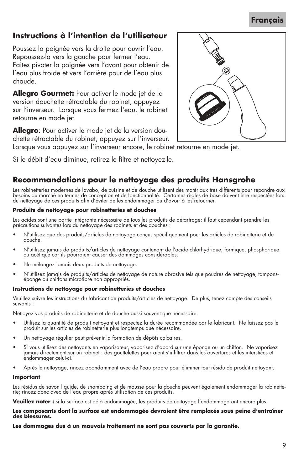 Factory Direct Hardware Hansgrohe 04066LF Allegro E User Manual | Page 9 / 16