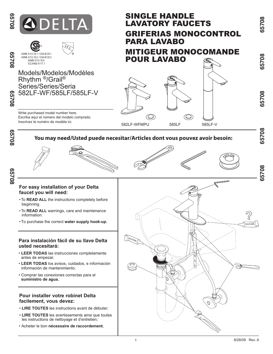 Factory Direct Hardware Delta 582LF-WFMPU User Manual | 6 pages