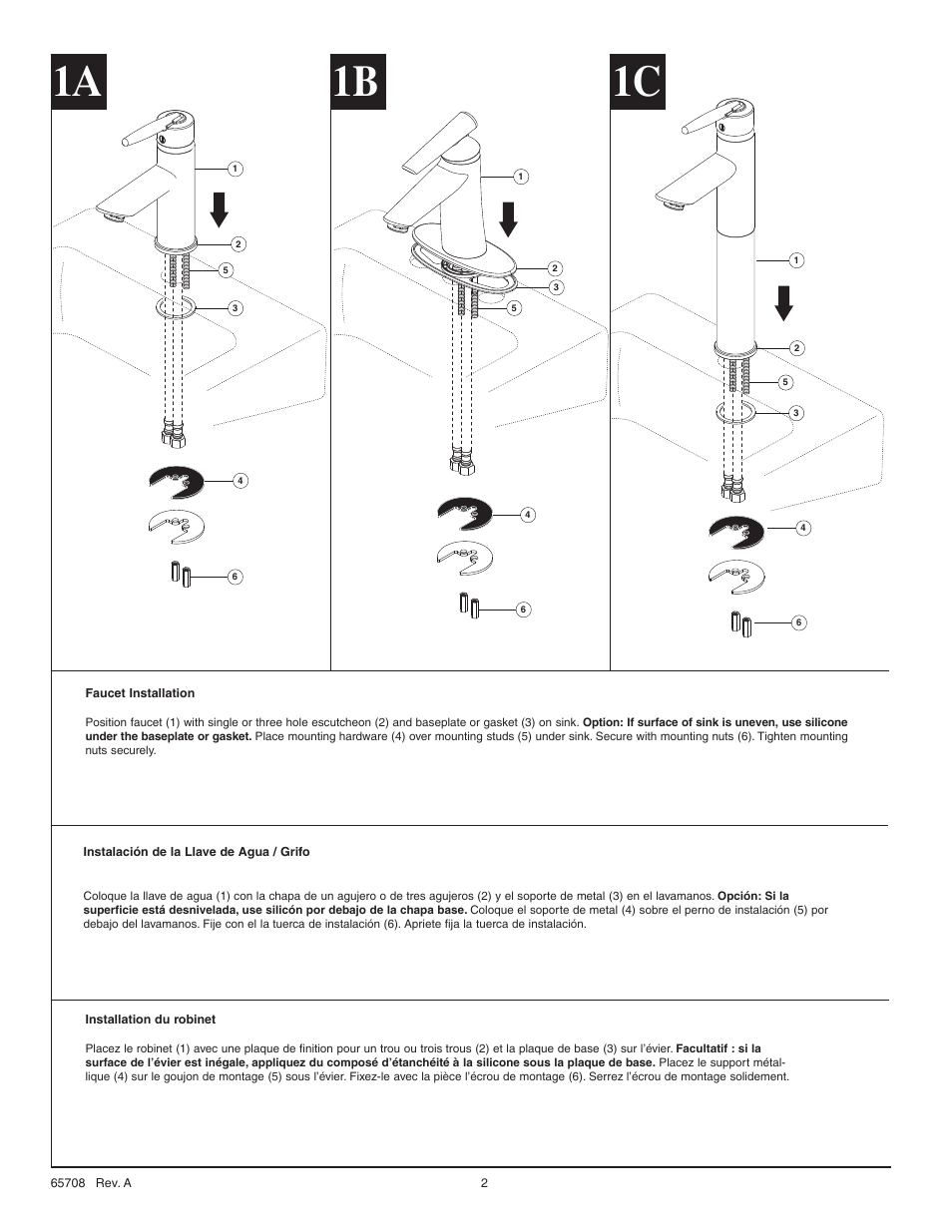 1a 1b 1c | Factory Direct Hardware Delta 582LF-WFMPU User Manual | Page 2 / 6
