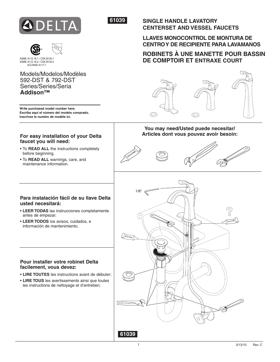 Factory Direct Hardware Delta 792-DST User Manual | 12 pages