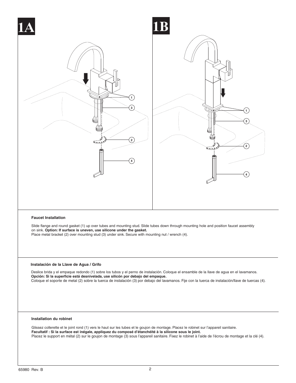 1a 1b | Factory Direct Hardware Delta 553LF User Manual | Page 2 / 6