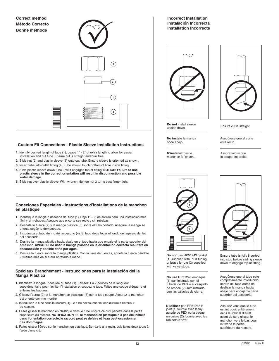 Correct method método correcto bonne méthode | Factory Direct Hardware Delta 1980T Pilar User Manual | Page 12 / 16