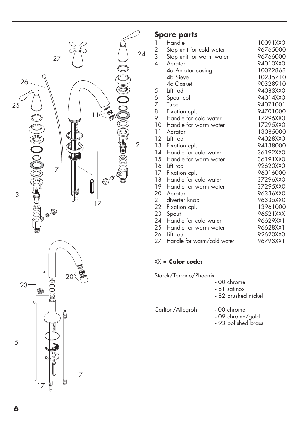 Spare parts | Factory Direct Hardware Hansgrohe 10133 User Manual | Page 6 / 12