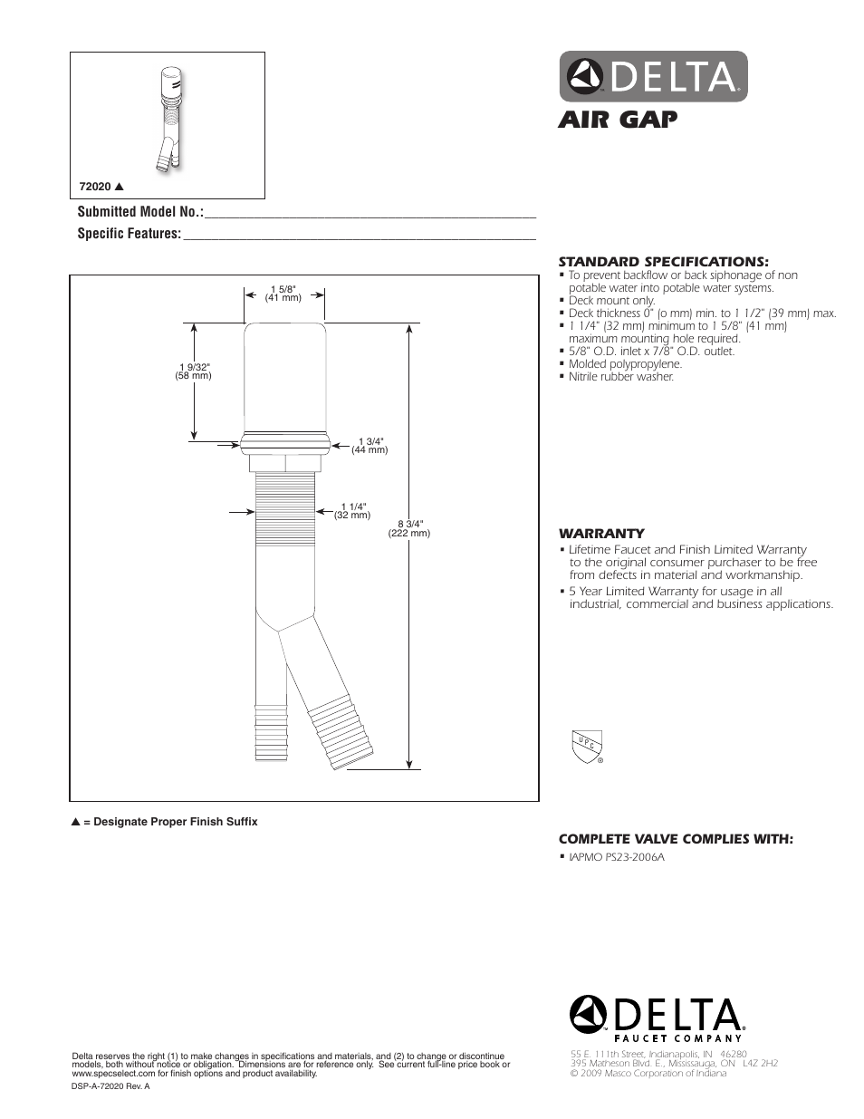 Factory Direct Hardware Brizo 72020 Venuto User Manual | 1 page