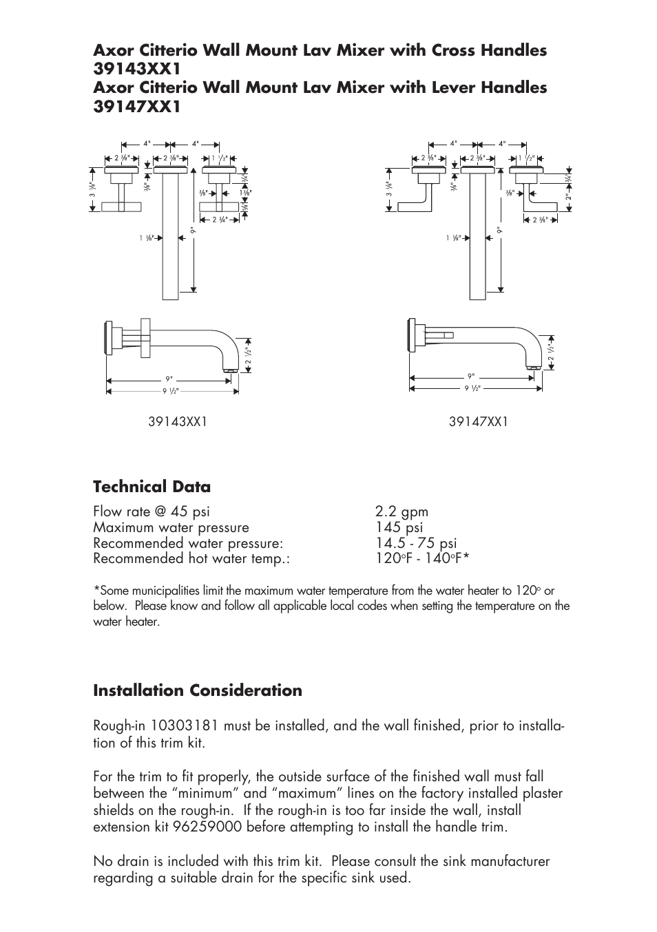 Factory Direct Hardware Hansgrohe 39143 User Manual | Page 2 / 8